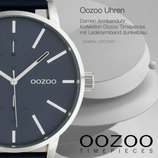Oozoo Damen Herren Armbanduhr Timepieces Analog Leder dunkelblau UOC10501