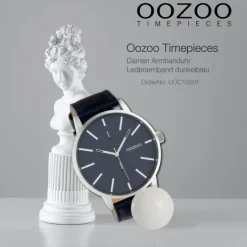 Oozoo Damen Herren Armbanduhr Timepieces Analog Leder dunkelblau UOC10501