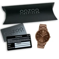 Oozoo Damen Herren Armbanduhr Ultra Slim C20103 Analog Edelstahl braun UOC20103