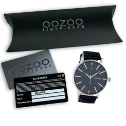 Oozoo Damen Herren Armbanduhr Timepieces Analog Leder dunkelblau UOC10501