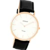 Oozoo Damen Herren-Uhr Ultra Slim Quarzuhr Leder-Armband schwarz UOC7761