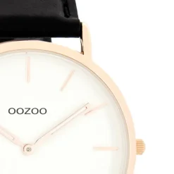 Oozoo Damen Herren-Uhr Ultra Slim Quarzuhr Leder-Armband schwarz UOC7761