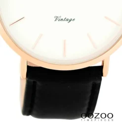 Oozoo Damen Herren-Uhr Ultra Slim Quarzuhr Leder-Armband schwarz UOC7761