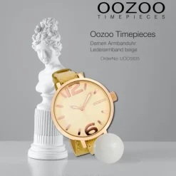 Oozoo Damen-Armbanduhr Mineralglas Quarz Leder beige UOC6835