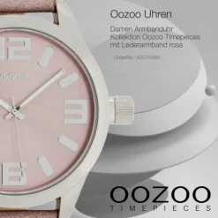 Oozoo Damen-Uhr Timepieces Quarzuhr C1058 Leder-Armband rosa UOC1058A