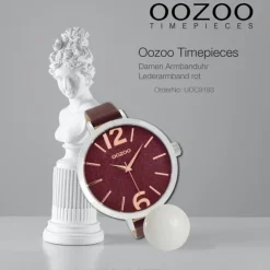 Oozoo Damen-Uhr Timepieces Quarzuhr C9193 Leder-Armband rot UOC9193