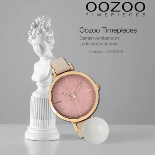 Oozoo Damen-Uhr Timepieces Quarzuhr C9136 Leder-Armband rosa UOC9136