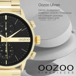 Oozoo Herren Armbanduhr OOZOO Timepieces Analog Edelstahl gold UOC11411