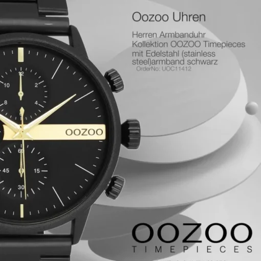 Oozoo Herren Armbanduhr OOZOO Timepieces Analog Edelstahl schwarz UOC11412