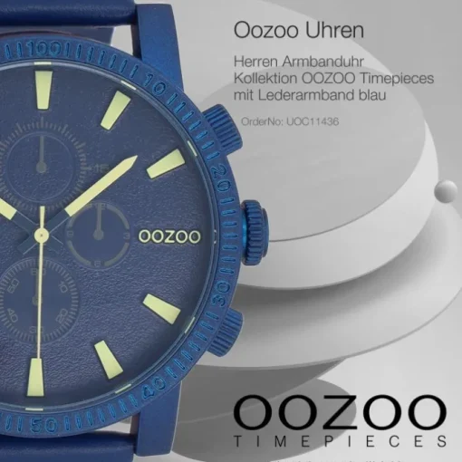 Oozoo Herren Armbanduhr OOZOO Timepieces Analog Leder blau UOC11436