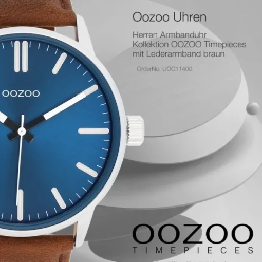 Oozoo Herren Armbanduhr OOZOO Timepieces Analog Leder braun UOC11400