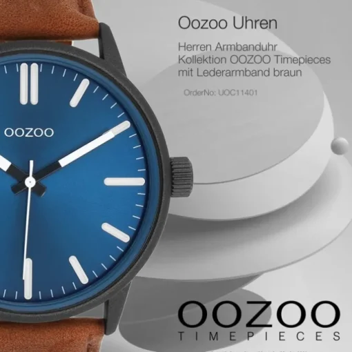 Oozoo Herren Armbanduhr OOZOO Timepieces Analog Leder braun UOC11401