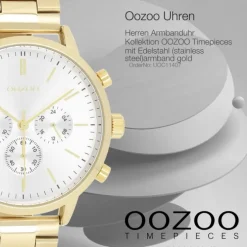 Oozoo Herren Armbanduhr OOZOO Timepieces Analog Edelstahl gold UOC11407