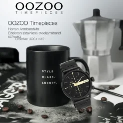 Oozoo Herren Armbanduhr OOZOO Timepieces Analog Edelstahl schwarz UOC11412