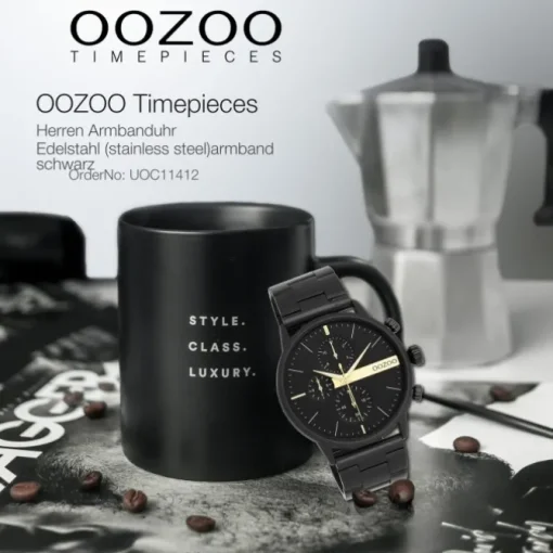 Oozoo Herren Armbanduhr OOZOO Timepieces Analog Edelstahl schwarz UOC11412