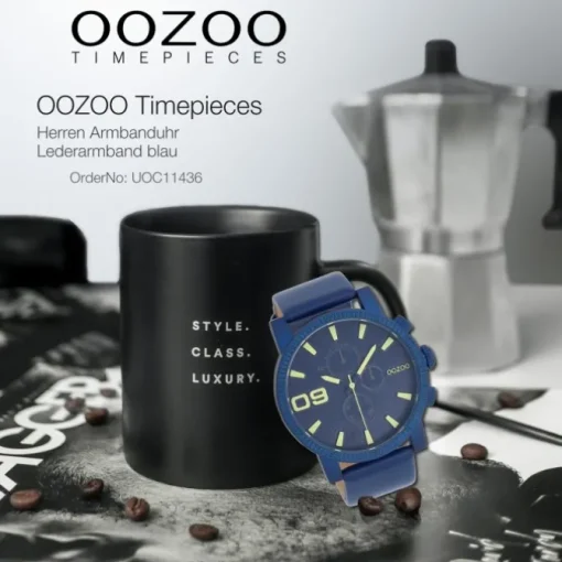 Oozoo Herren Armbanduhr OOZOO Timepieces Analog Leder blau UOC11436