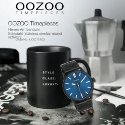 Oozoo Herren Armbanduhr OOZOO Timepieces Analog Edelstahl schwarz UOC11403