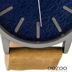 Oozoo Herren Armbanduhr silber Timepieces Quarz C9026 Lederarmband braun UOC9026