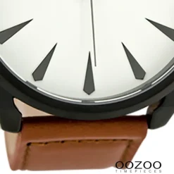 Oozoo Herren Armbanduhr schwarz Timepieces C8226 Lederarmband braun UOC8226