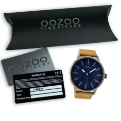 Oozoo Herren Armbanduhr silber Timepieces Quarz C9026 Lederarmband braun UOC9026