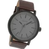 Oozoo Herren Armbanduhr Timepieces Analog Leder dunkelgrau UOC8254A