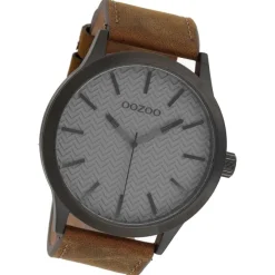 Oozoo Herren Armbanduhr Timepieces Analog Leder dunkelbraun UOC9012A