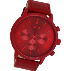 Oozoo Herren Armbanduhr Timepieces Analog Leder rot UOC11207