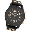 Oozoo Herren Armbanduhr Timepieces Analog Leder schwarz UOC6114A