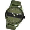 Oozoo Herren Armbanduhr Timepieces Analog Metall Mesh olive grün UOC11107