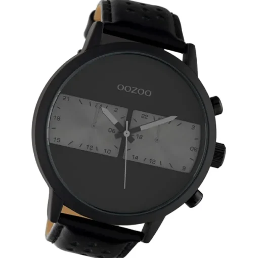 Oozoo Herren Armbanduhr Timepieces Lederband schwarz grau UOC10519