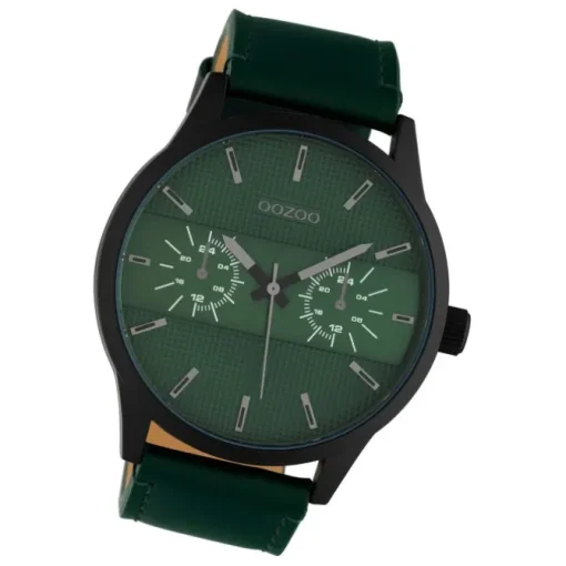 Oozoo Herren Armbanduhr Timepieces C10537 Analog Leder grün UOC10537
