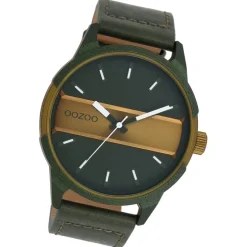 Oozoo Herren Armbanduhr Timepieces Analog Leder forest grün UOC11233
