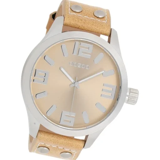 Oozoo Herren Armbanduhr Timepieces Analog Leder beige UOC1005A