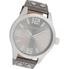 Oozoo Herren Armbanduhr Timepieces Analog Leder grau UOC1007A