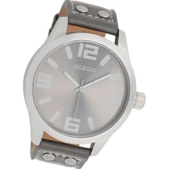 Oozoo Herren Armbanduhr Timepieces Analog Leder grau UOC1007A