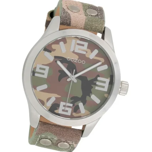 Oozoo Herren Armbanduhr Timepieces Analog Leder mehrfarbig UOC1066A