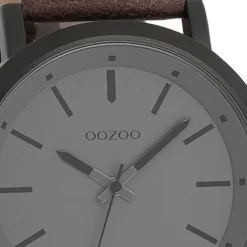 Oozoo Herren Armbanduhr Timepieces Analog Leder dunkelgrau UOC8254A