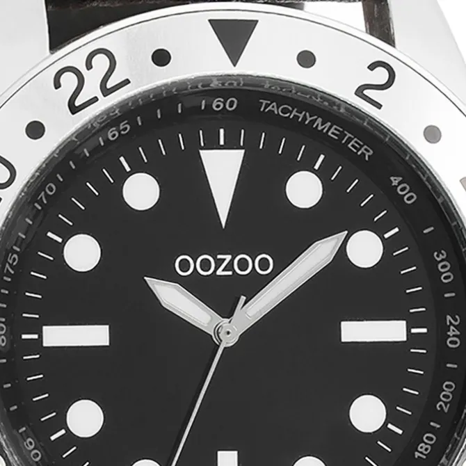 Oozoo Herren Armbanduhr Timepieces Analog Leder schwarz UOC2299A