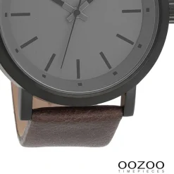 Oozoo Herren Armbanduhr Timepieces Analog Leder dunkelgrau UOC8254A