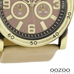 Oozoo Herren Armbanduhr Timepieces Analog Leder beige UOC8305A
