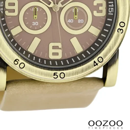 Oozoo Herren Armbanduhr Timepieces Analog Leder beige UOC8305A