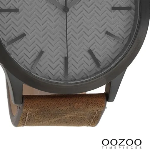 Oozoo Herren Armbanduhr Timepieces Analog Leder dunkelbraun UOC9012A