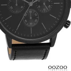 Oozoo Herren Armbanduhr Timepieces Analog Leder schwarz UOC11203