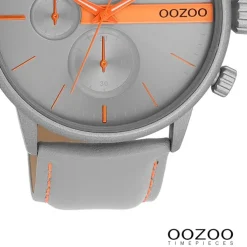 Oozoo Herren Armbanduhr Timepieces Analog Leder grau UOC11225