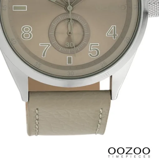 Oozoo Herren Armbanduhr Timepieces Analog Leder hellgrau UOC10026