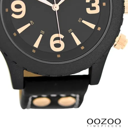 Oozoo Herren Armbanduhr Timepieces Analog Leder schwarz UOC6114A