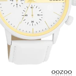 Oozoo Herren Armbanduhr Timepieces Analog Leder weiß UOC11313