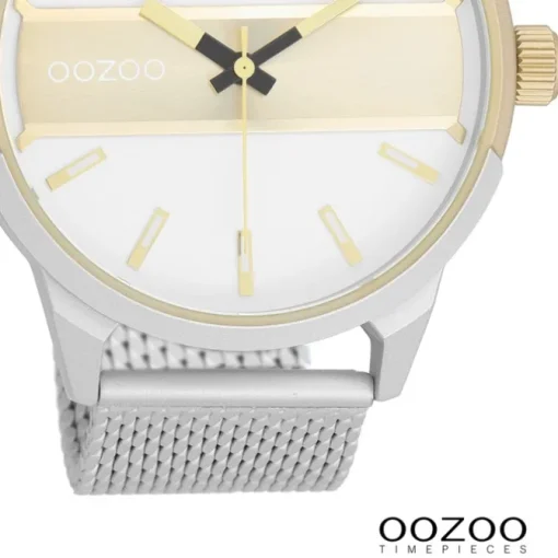 Oozoo Herren Armbanduhr Timepieces Analog Metall Mesh silber UOC11106