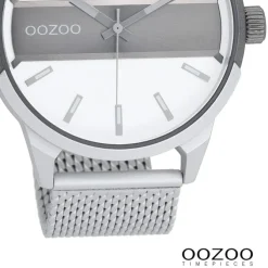 Oozoo Herren Armbanduhr Timepieces Analog Metall Mesh silber UOC11105