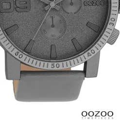 Oozoo Herren Armbanduhr Timepieces Analog Leder dunkelgrau UOC11312